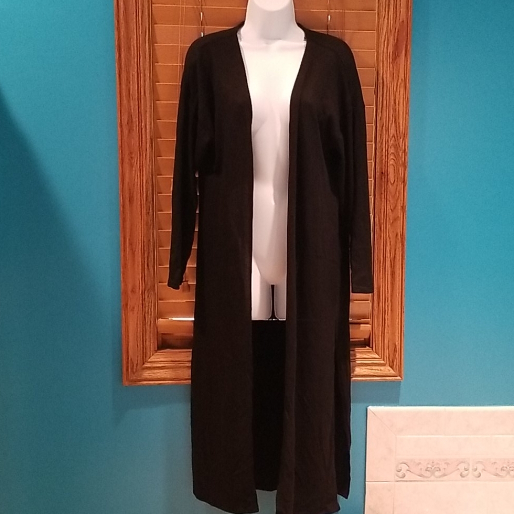 🔮NWT-Electric Yoga Ribbed Slitted Cardigan -Black - Picture 3 of 10